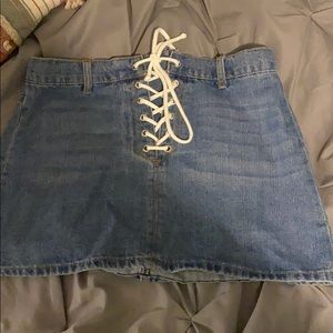lace up denim skirt